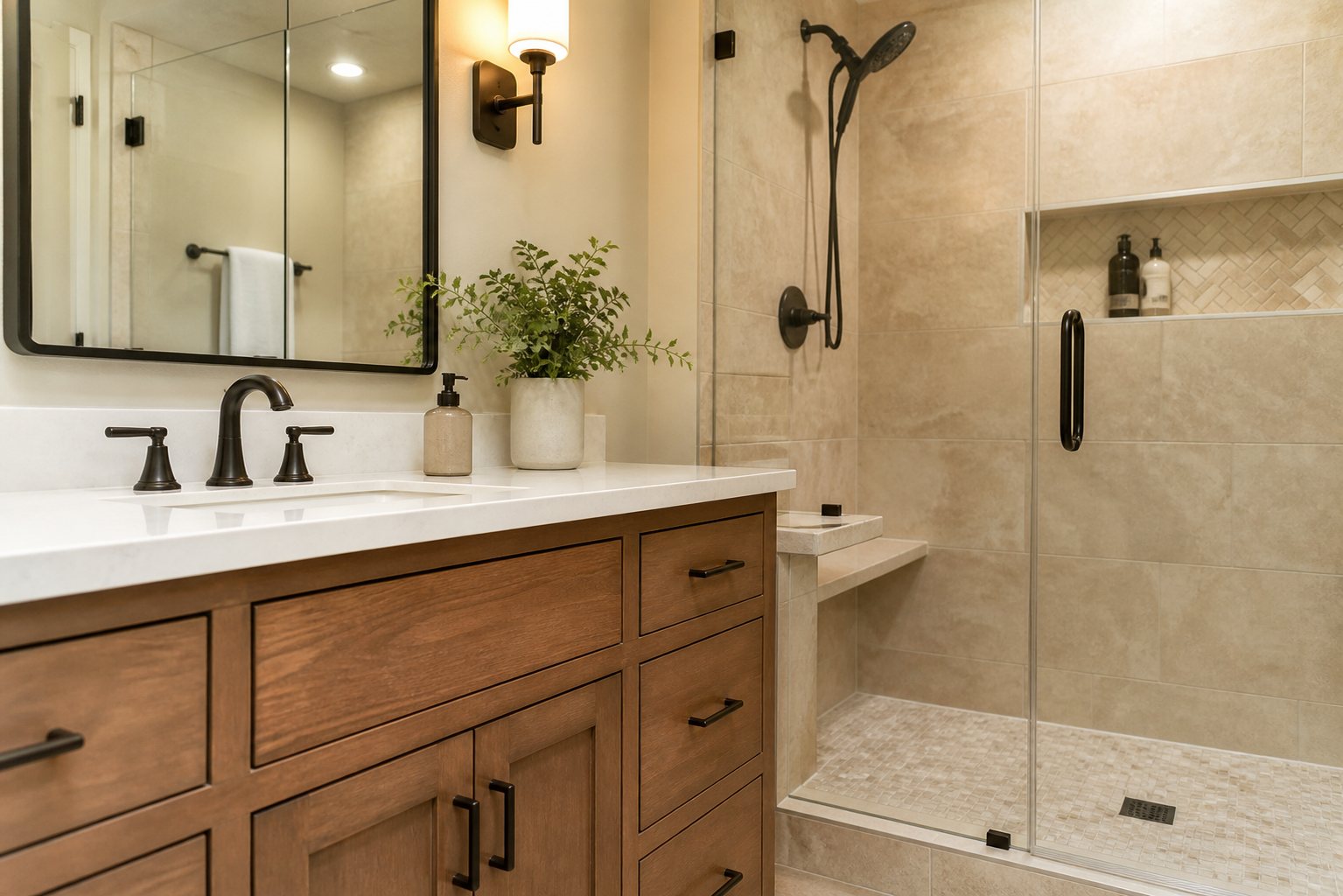 Bathroom tile and vanity finish